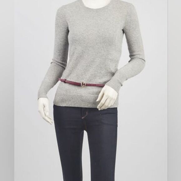 Gucci Belt GG Maroon Leather Thin US Burgundy Red Size 38 main image 6